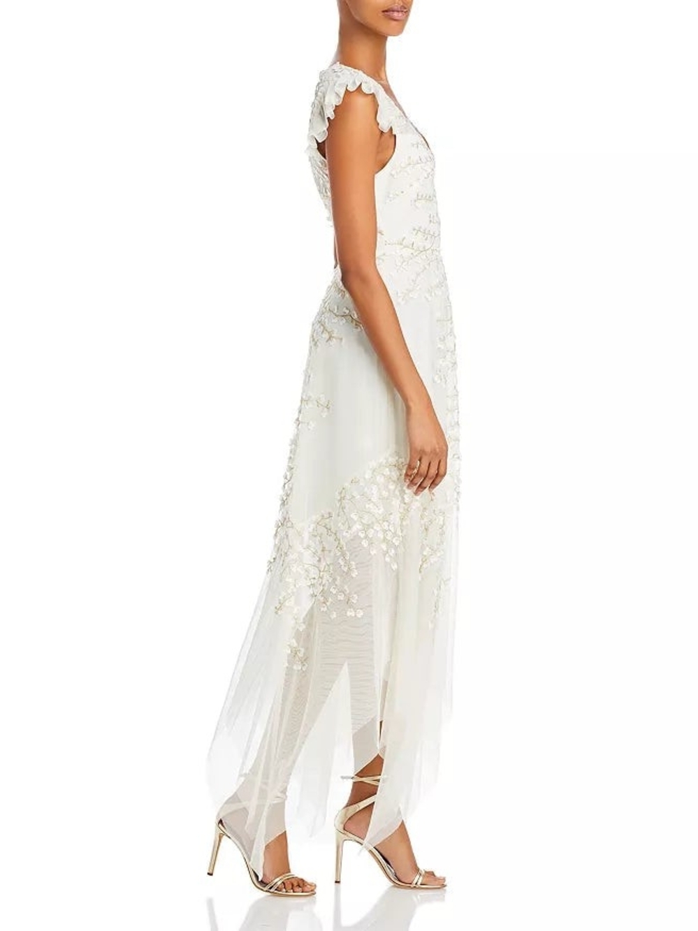 BCBGMAXAZRIA Embroidered Tulle Gown bridal shower dress bride white 4 NWT $428 - Picture 3 of 10